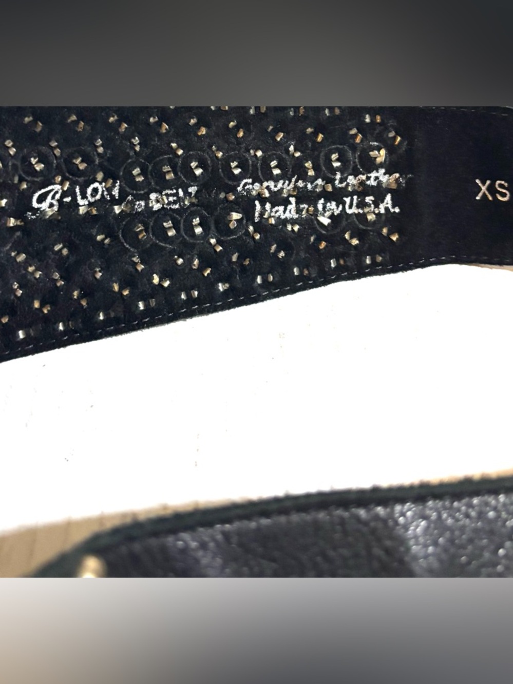 Studded Leather Waist Belt - Black with Gold Studs XS - Picture 3 of 4
